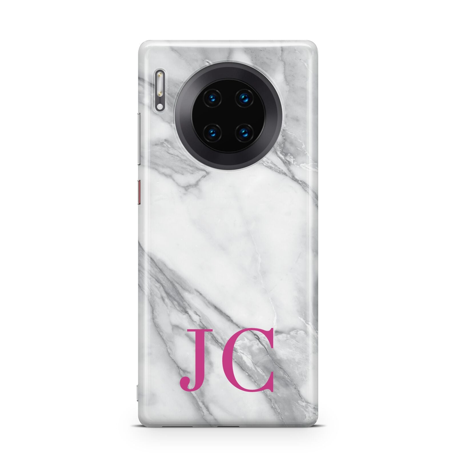Grey Marble Pink Initials Huawei Mate 30 Pro Phone Case