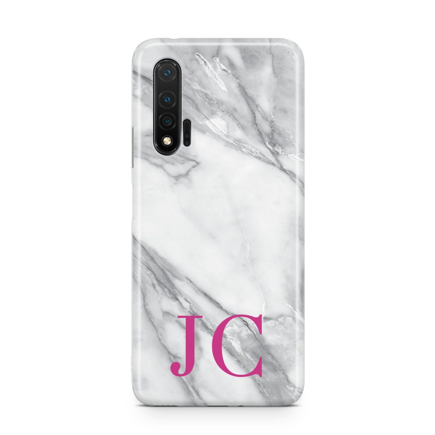 Grey Marble Pink Initials Huawei Nova 6 Phone Case