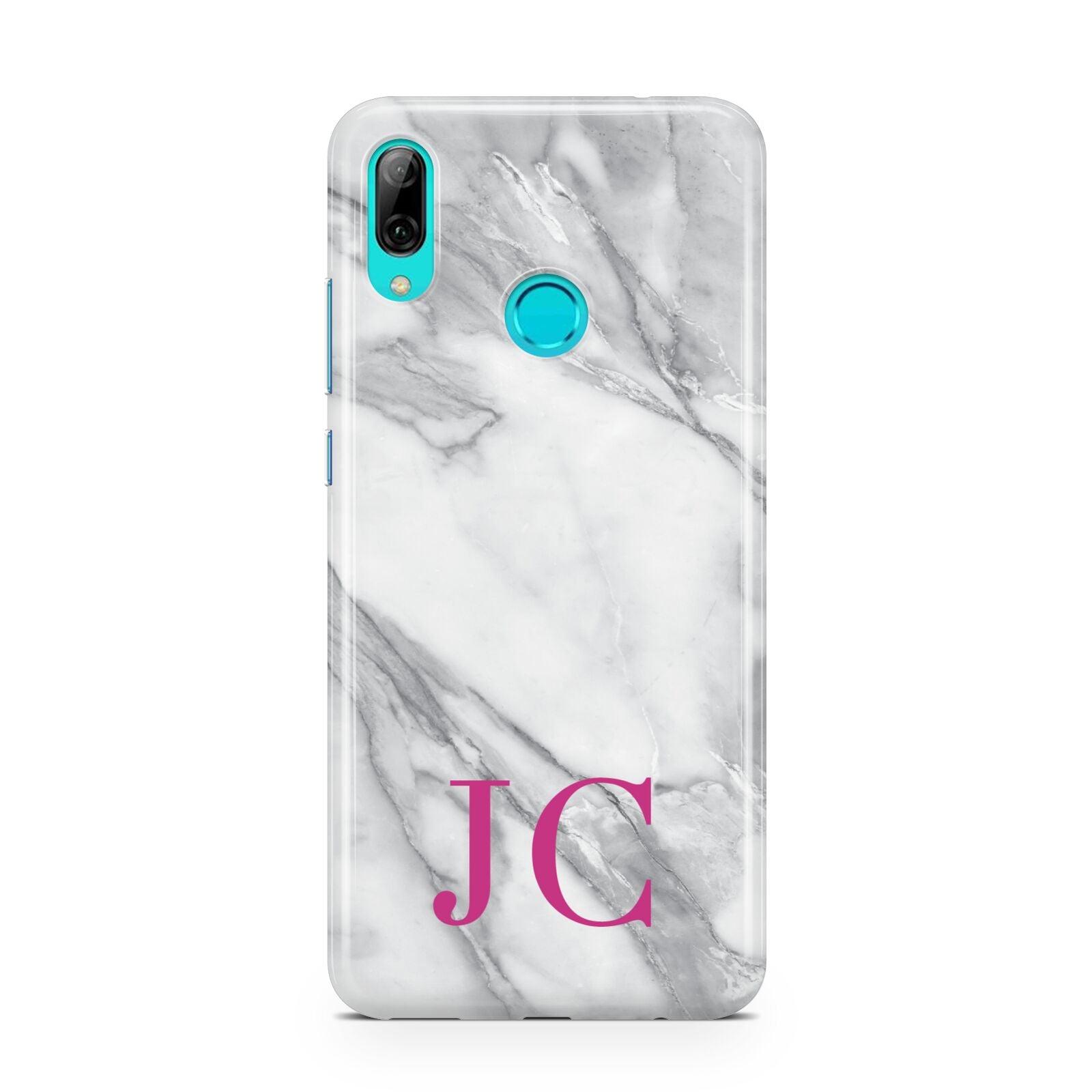 Grey Marble Pink Initials Huawei P Smart 2019 Case