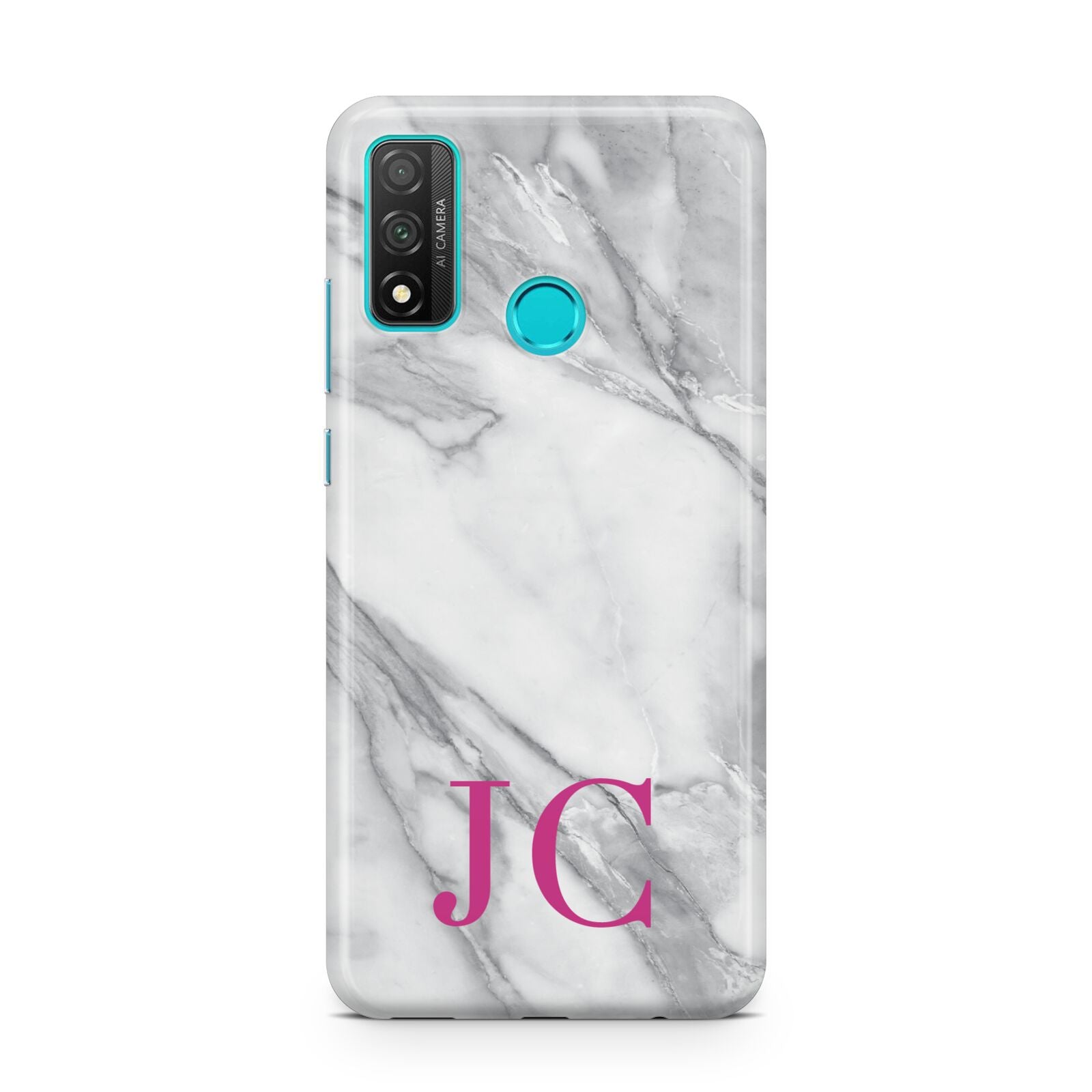 Grey Marble Pink Initials Huawei P Smart 2020