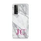 Grey Marble Pink Initials Huawei P Smart 2021
