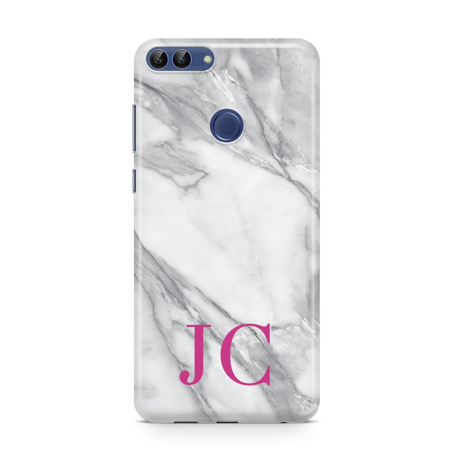 Grey Marble Pink Initials Huawei P Smart Case