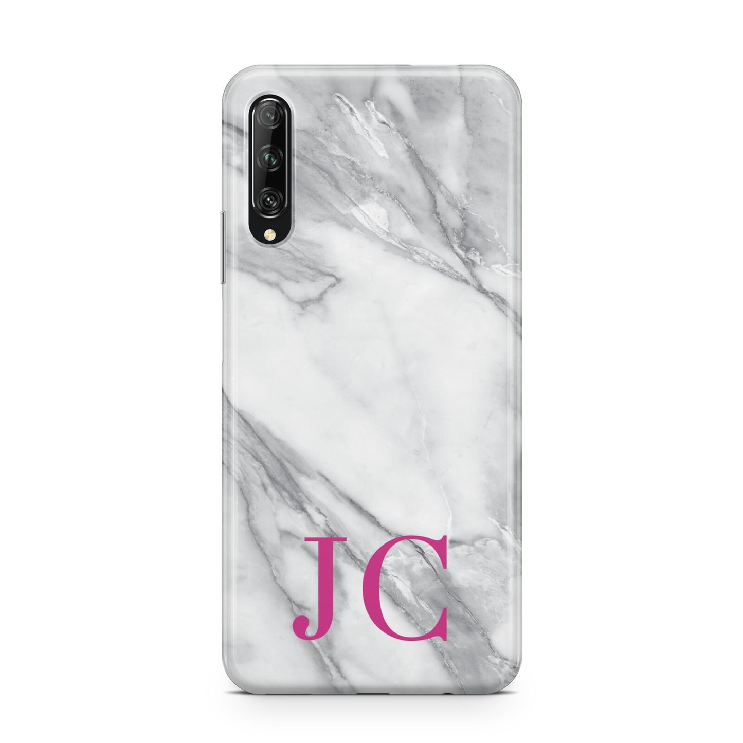 Grey Marble Pink Initials Huawei P Smart Pro 2019