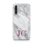 Grey Marble Pink Initials Huawei P20 Pro Phone Case