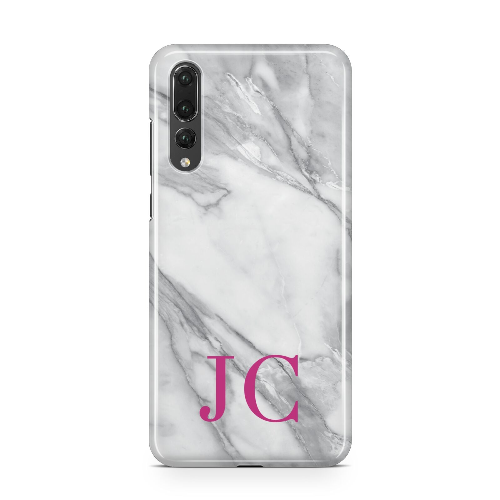 Grey Marble Pink Initials Huawei P20 Pro Phone Case