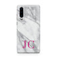 Grey Marble Pink Initials Huawei P30 Phone Case