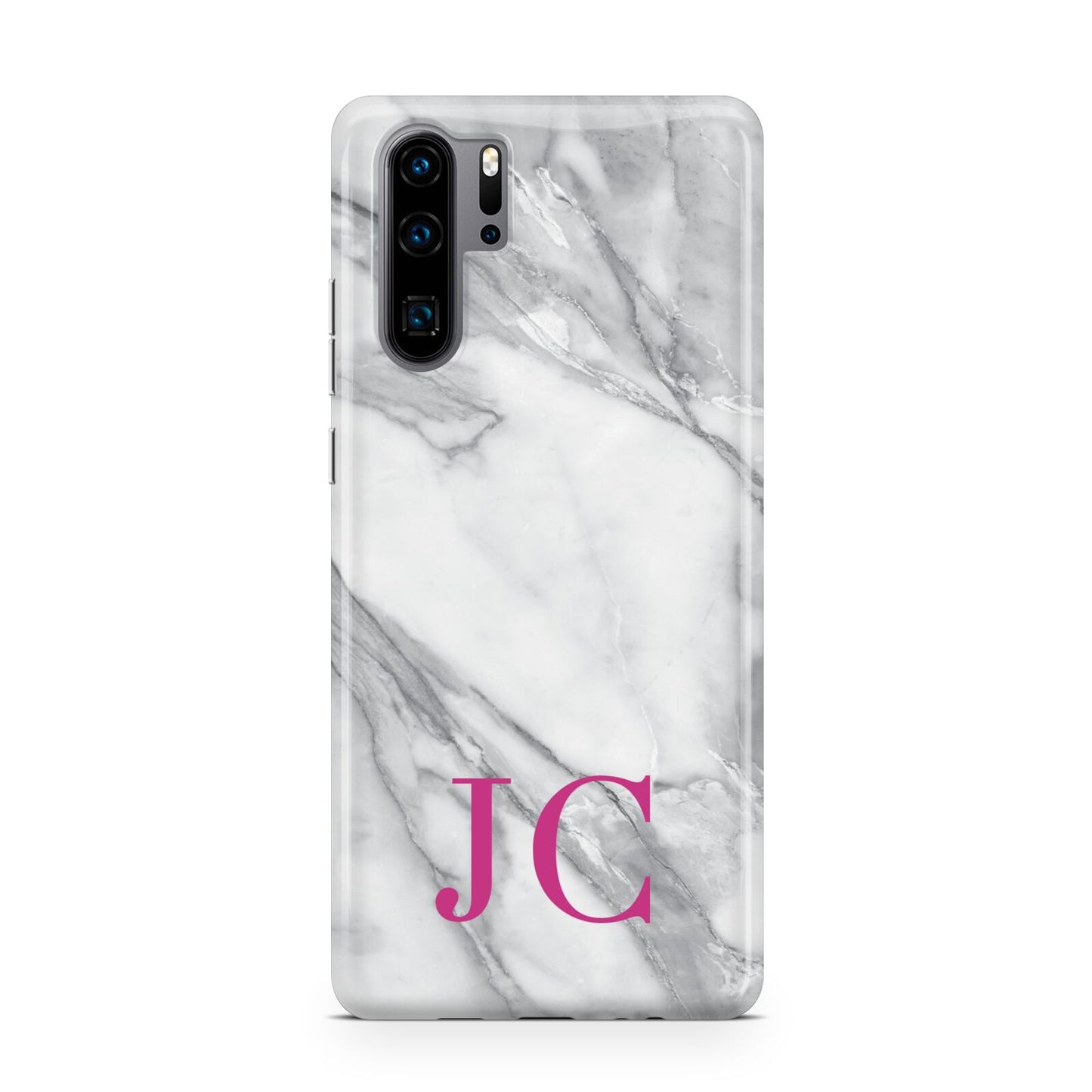 Grey Marble Pink Initials Huawei P30 Pro Phone Case