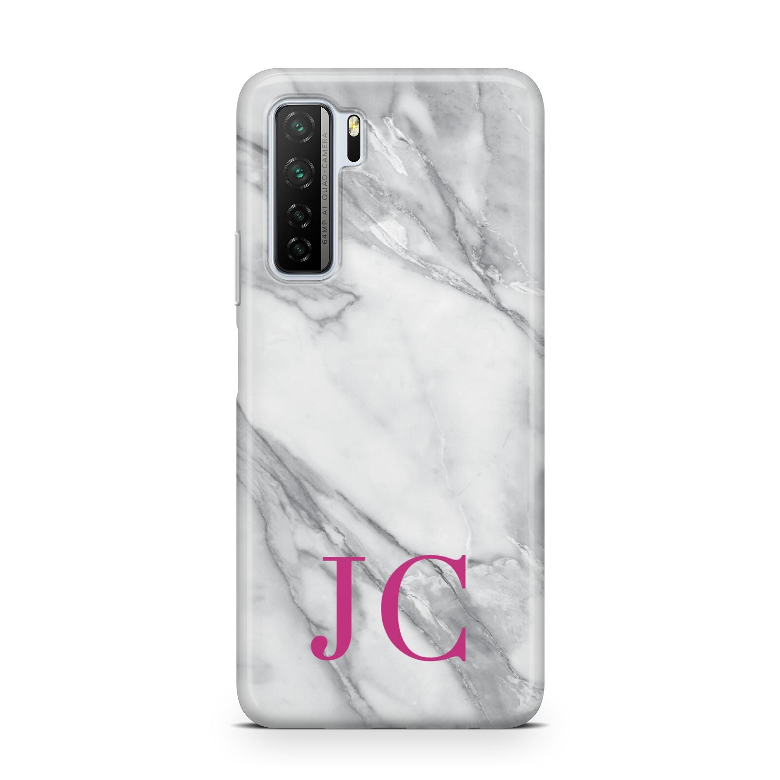 Grey Marble Pink Initials Huawei P40 Lite 5G Phone Case