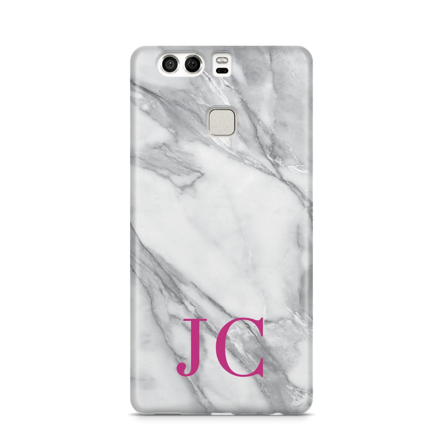 Grey Marble Pink Initials Huawei P9 Case