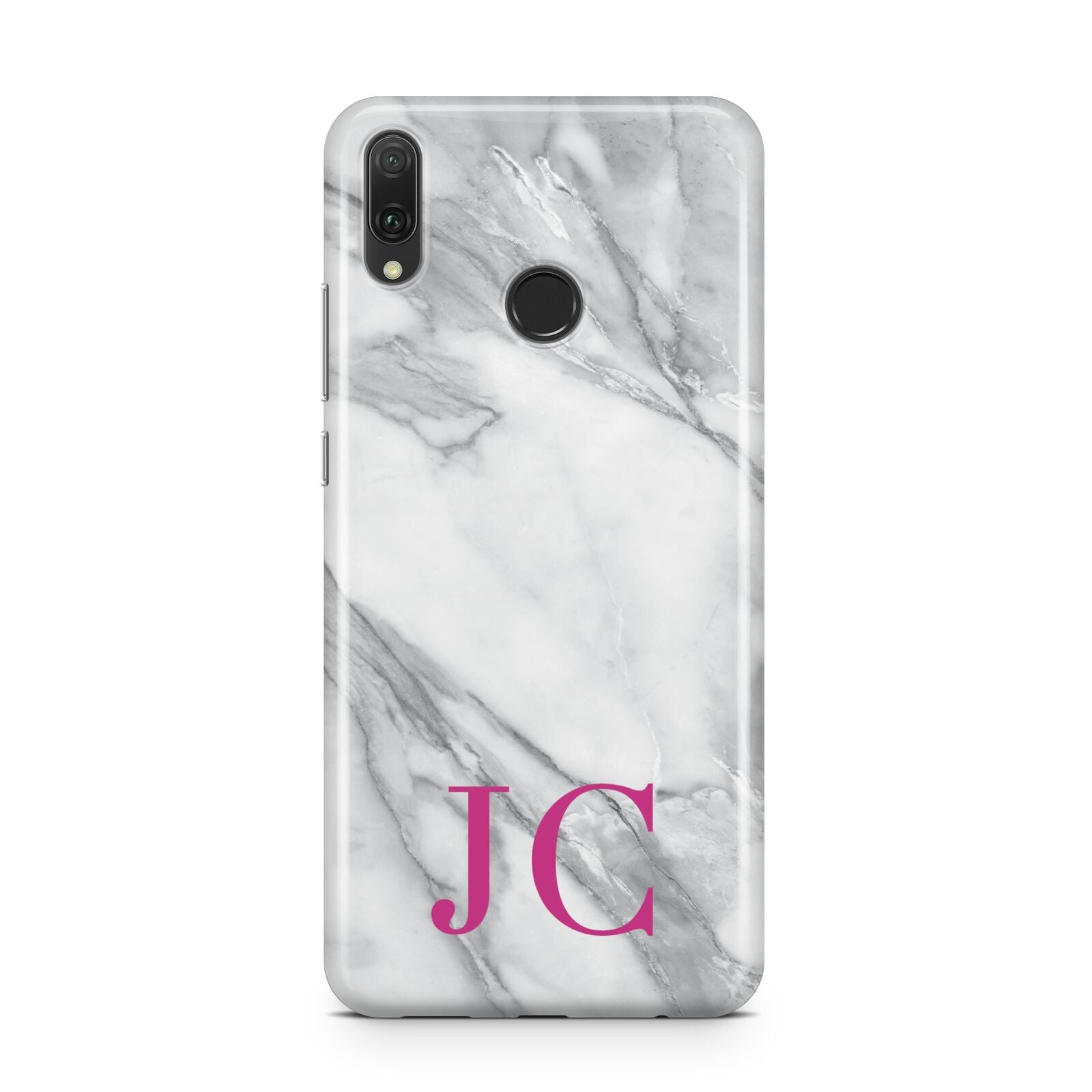 Grey Marble Pink Initials Huawei Y9 2019
