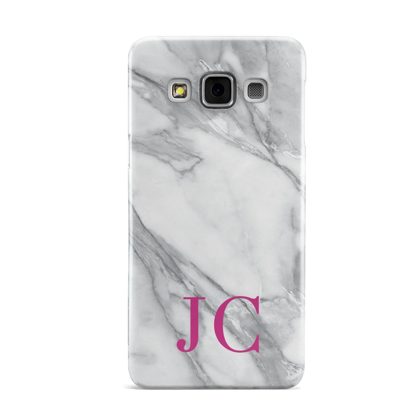 Grey Marble Pink Initials Samsung Galaxy A3 Case