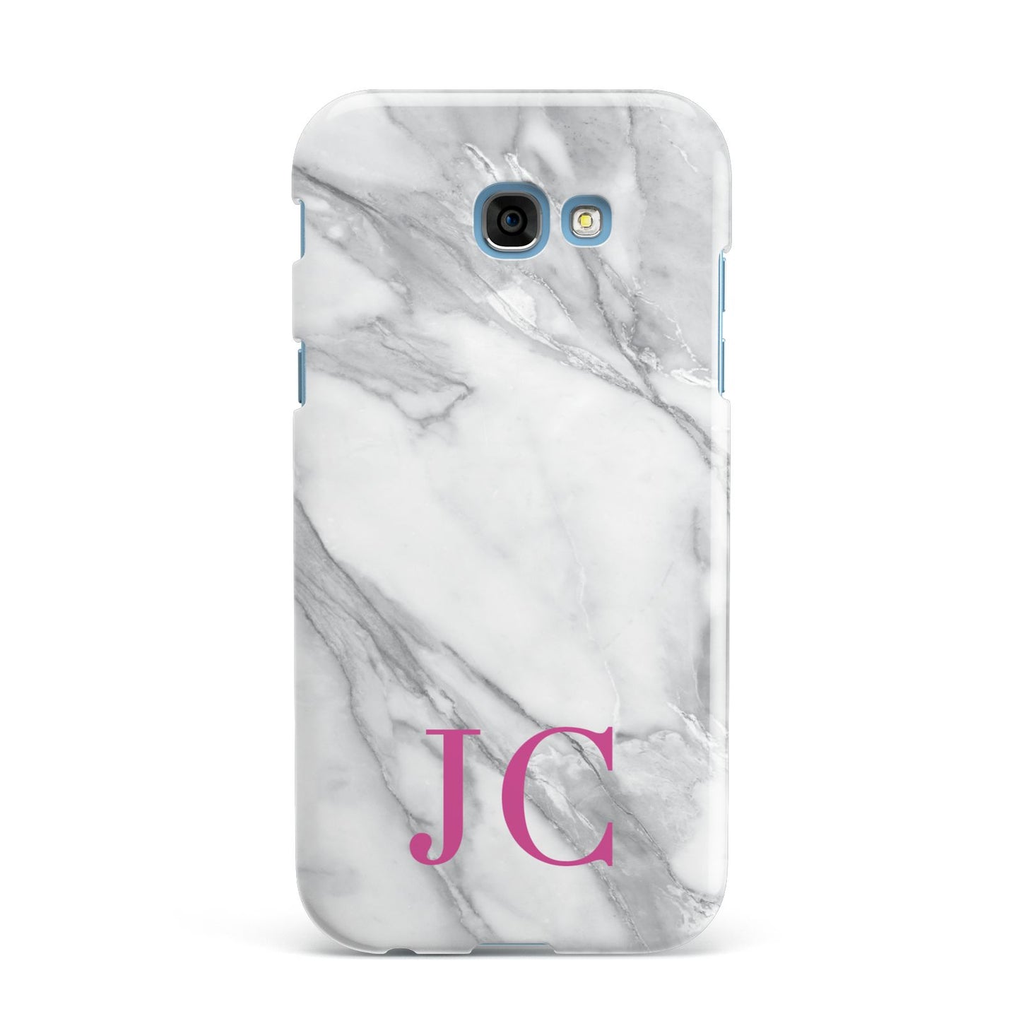 Grey Marble Pink Initials Samsung Galaxy A7 2017 Case