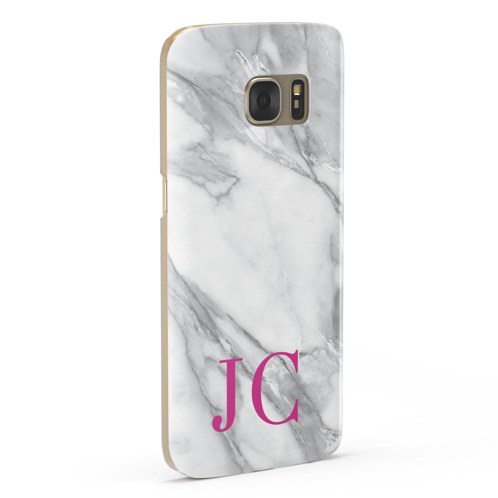 Grey Marble Pink Initials Samsung Galaxy Case Fourty Five Degrees