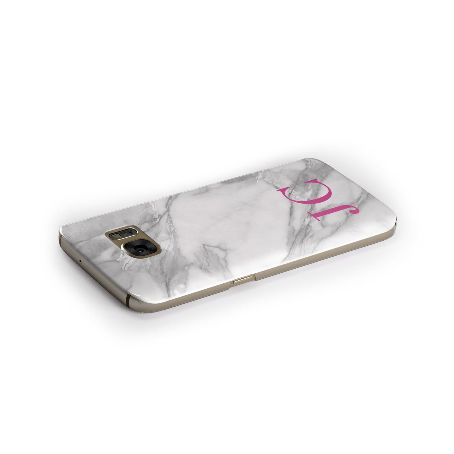 Grey Marble Pink Initials Samsung Galaxy Case Side Close Up