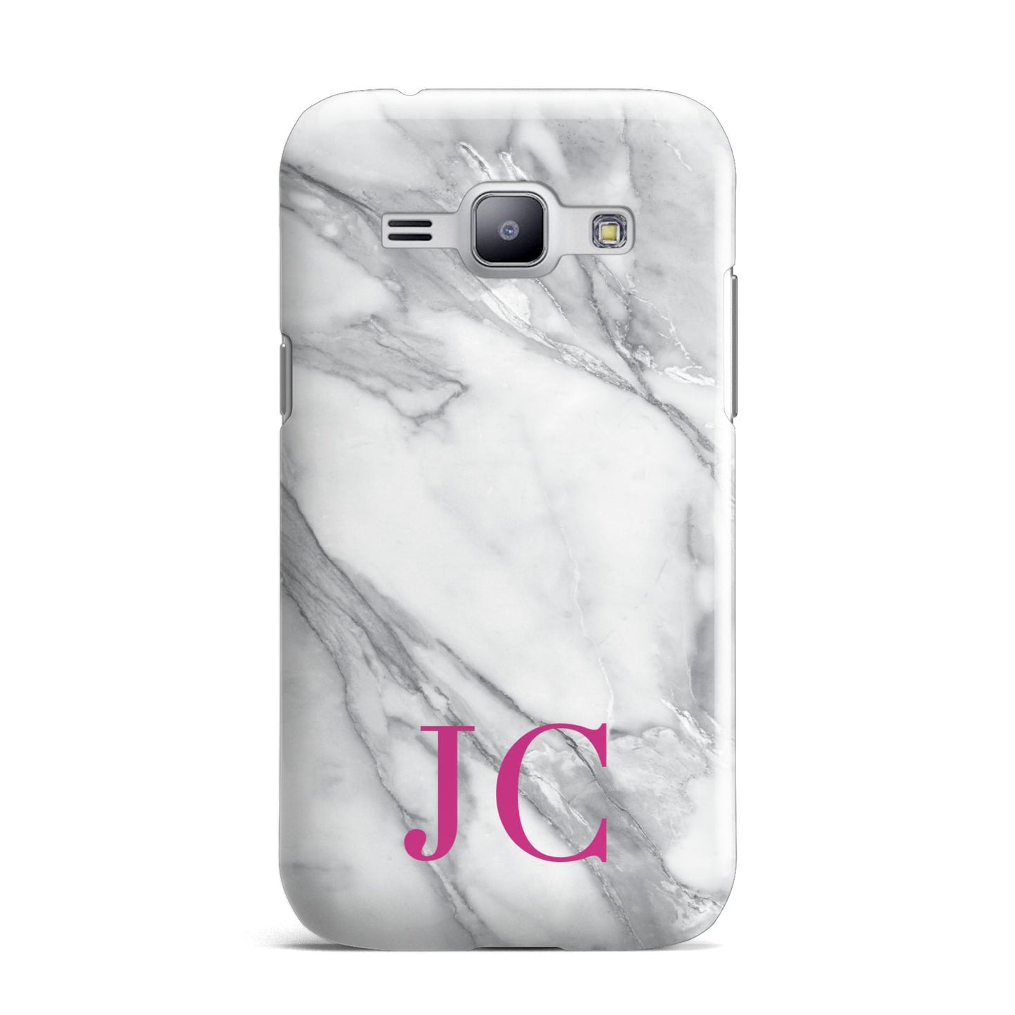 Grey Marble Pink Initials Samsung Galaxy J1 2015 Case