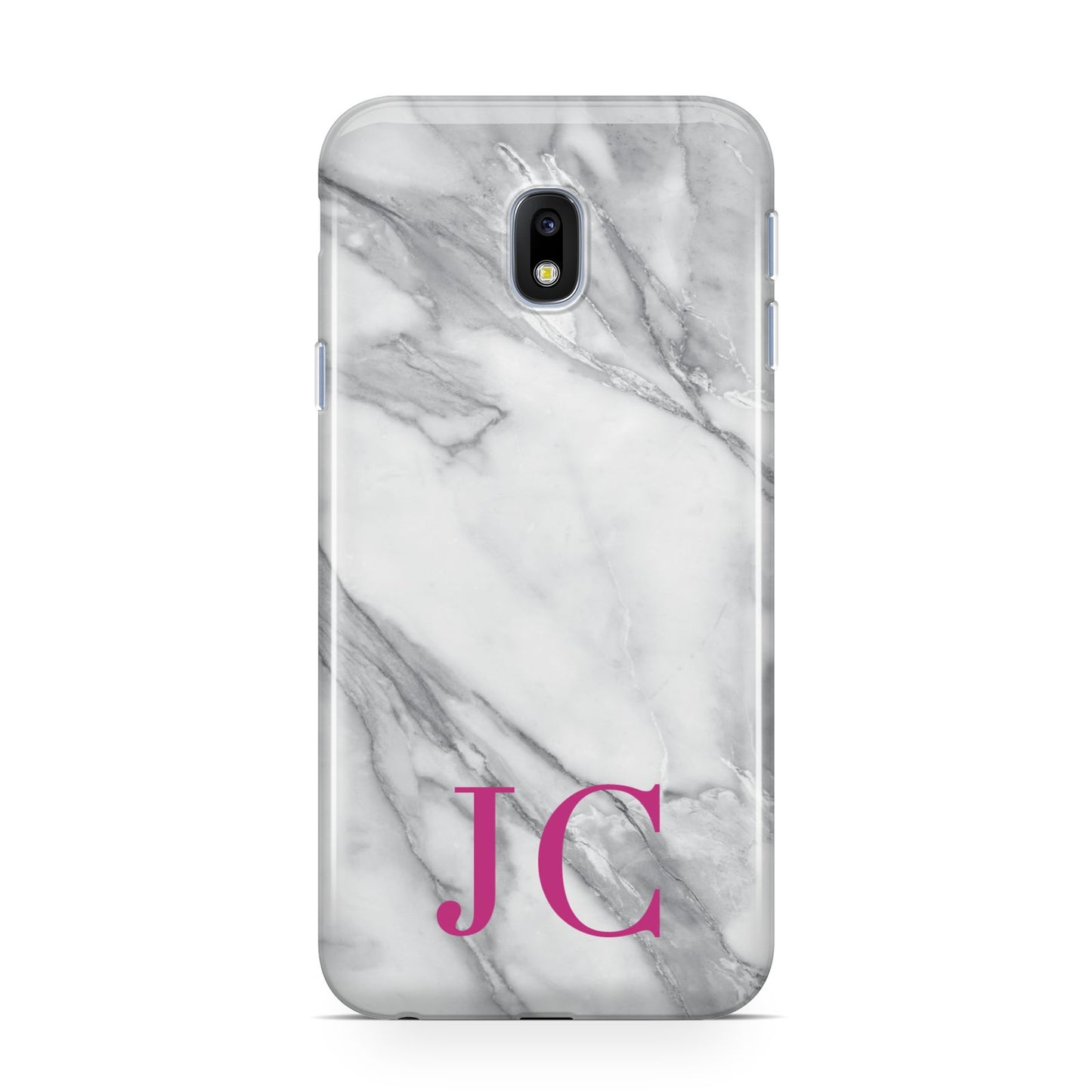 Grey Marble Pink Initials Samsung Galaxy J3 2017 Case