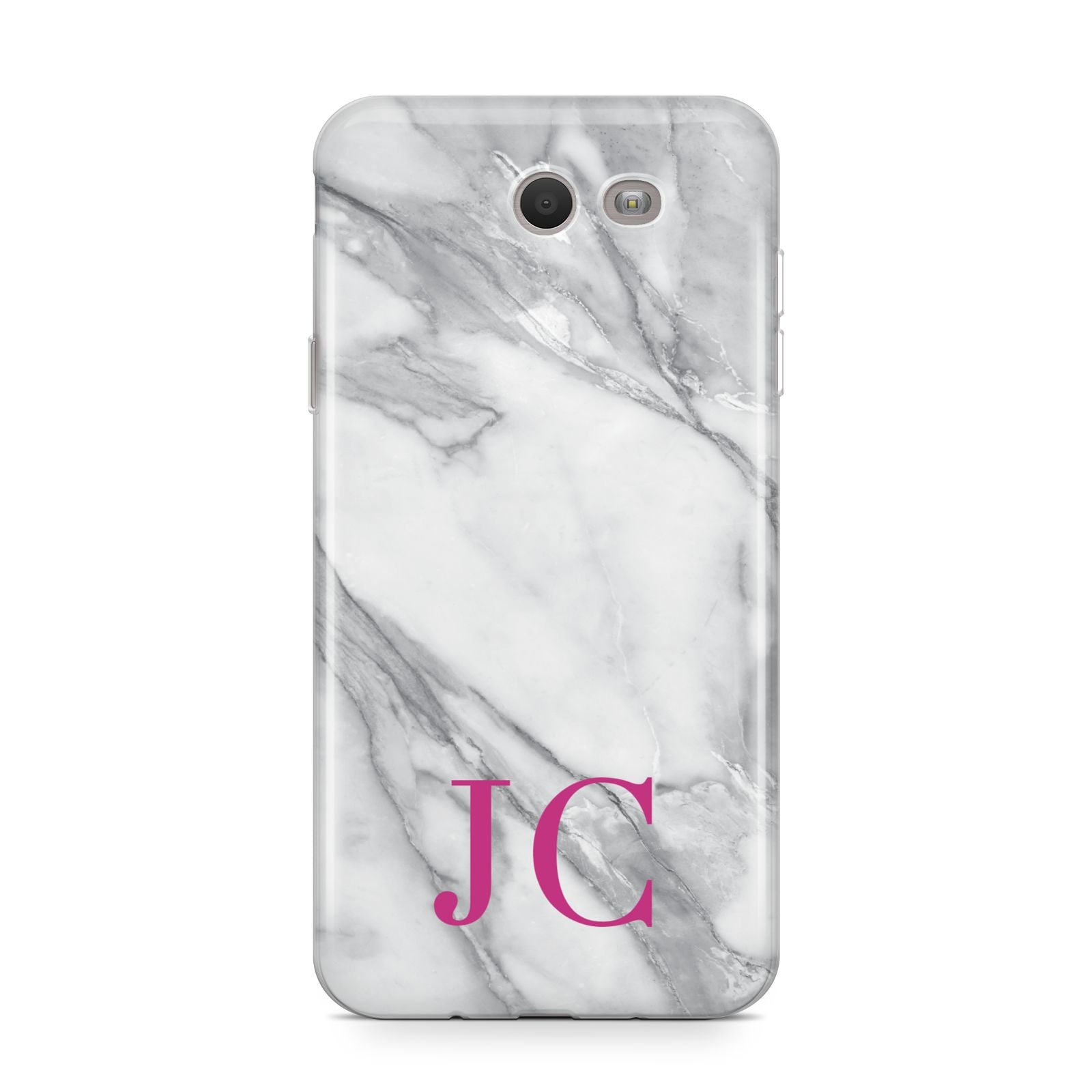 Grey Marble Pink Initials Samsung Galaxy J7 2017 Case