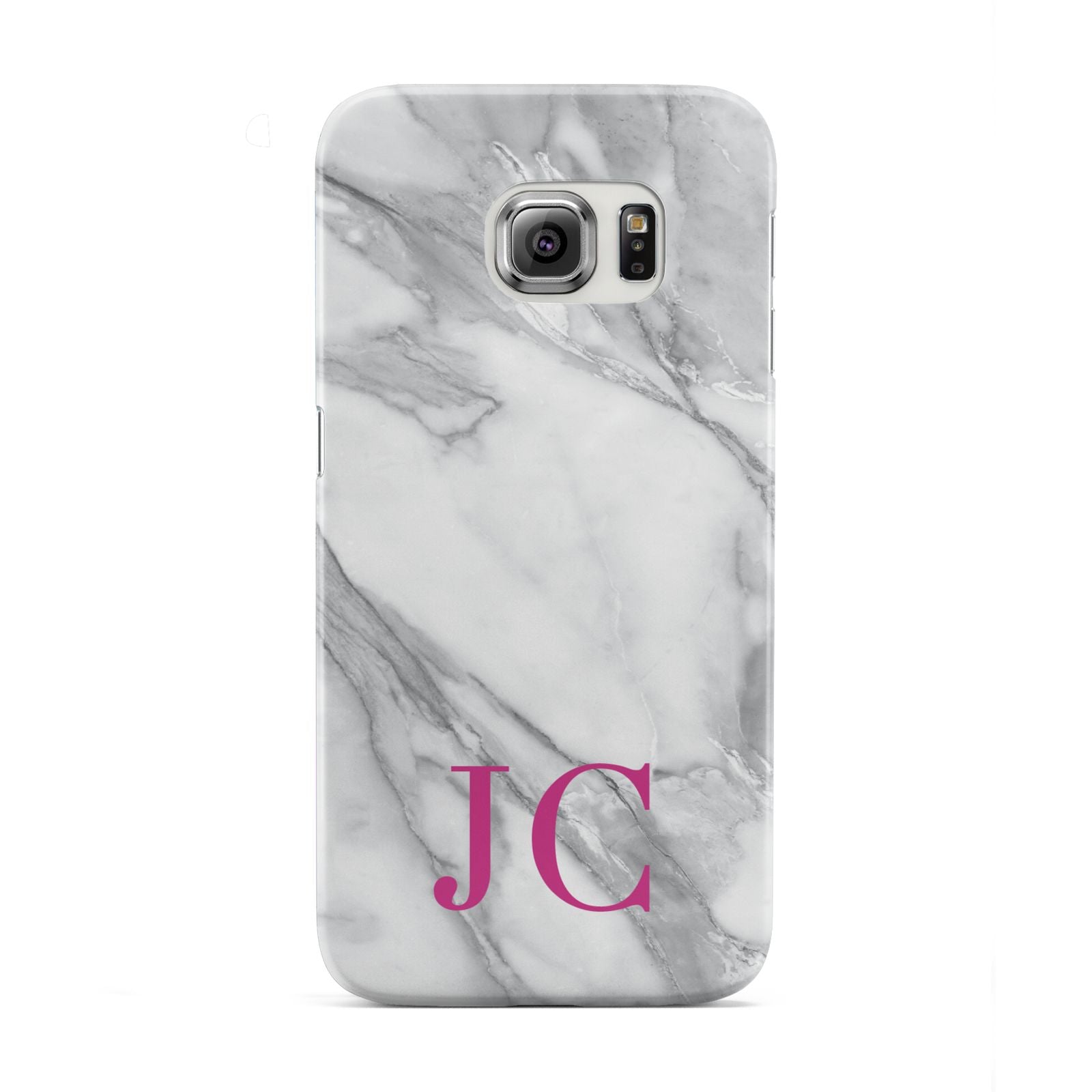 Grey Marble Pink Initials Samsung Galaxy S6 Edge Case