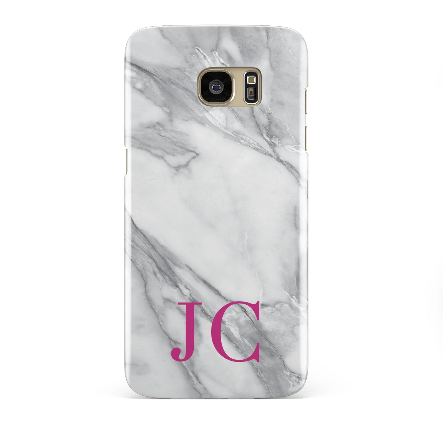 Grey Marble Pink Initials Samsung Galaxy S7 Edge Case