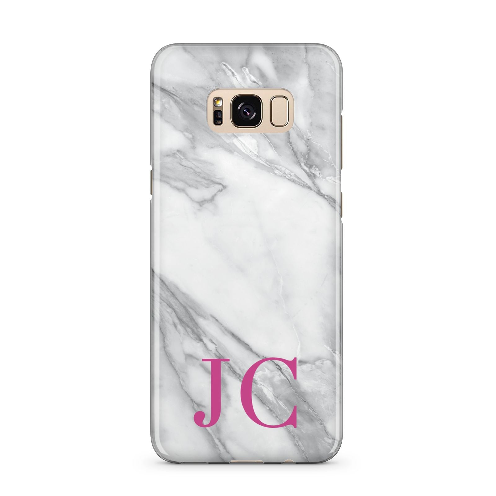 Grey Marble Pink Initials Samsung Galaxy S8 Plus Case