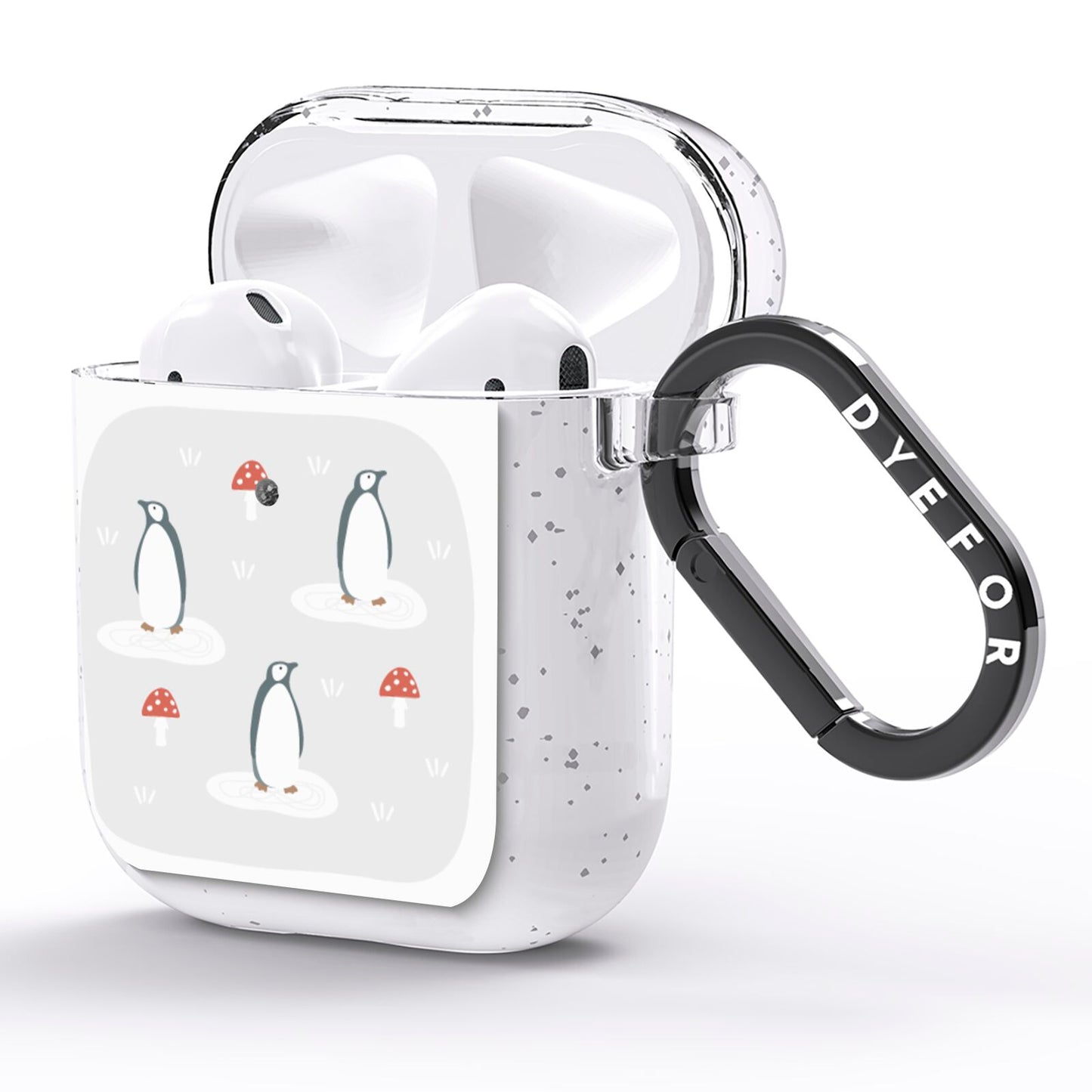 Grey Penguin Forest AirPods Glitter Case Side Image