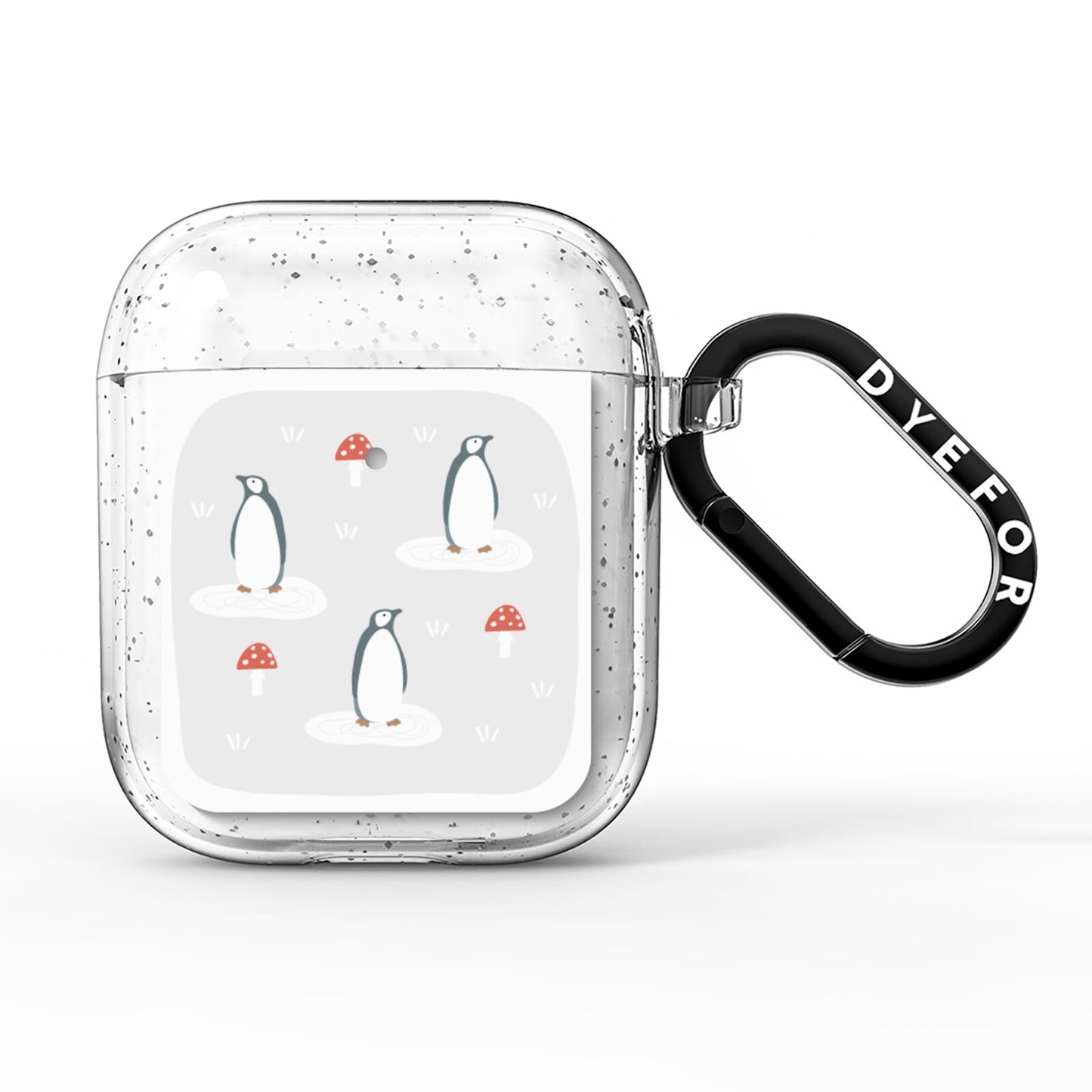 Grey Penguin Forest AirPods Glitter Case