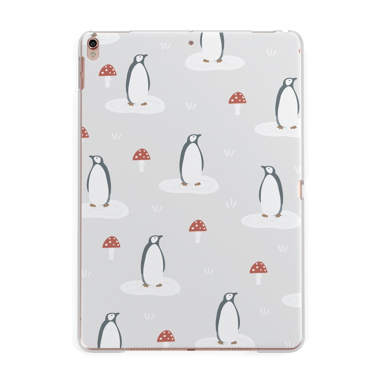 Grey Penguin Forest Apple iPad Rose Gold Case