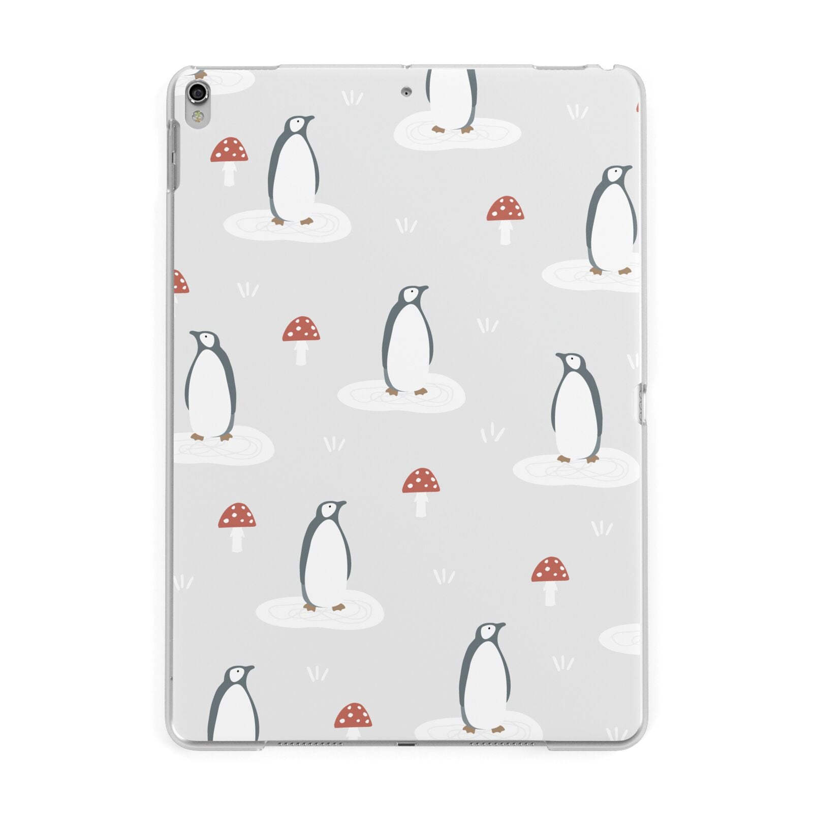 Grey Penguin Forest Apple iPad Silver Case