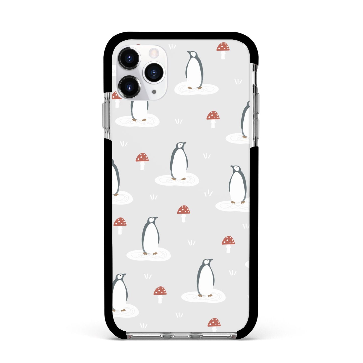 Grey Penguin Forest Apple iPhone 11 Pro Max in Silver with Black Impact Case