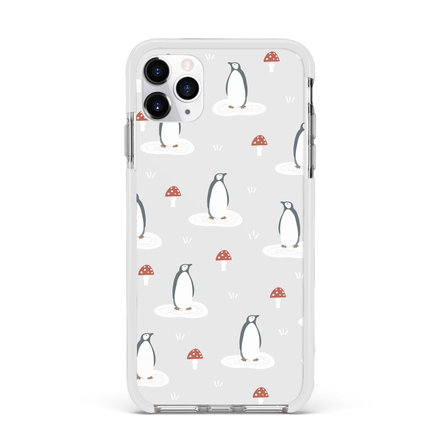 Grey Penguin Forest Apple iPhone 11 Pro Max in Silver with White Impact Case