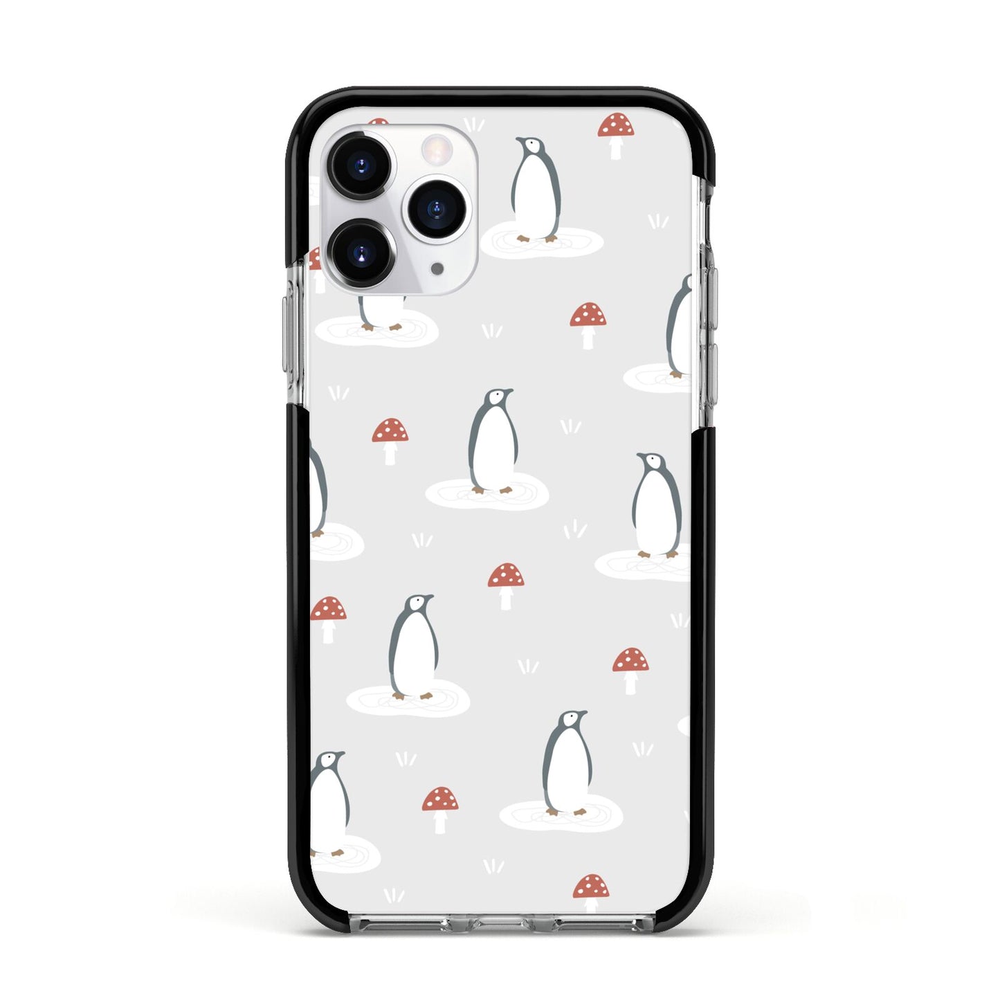 Grey Penguin Forest Apple iPhone 11 Pro in Silver with Black Impact Case