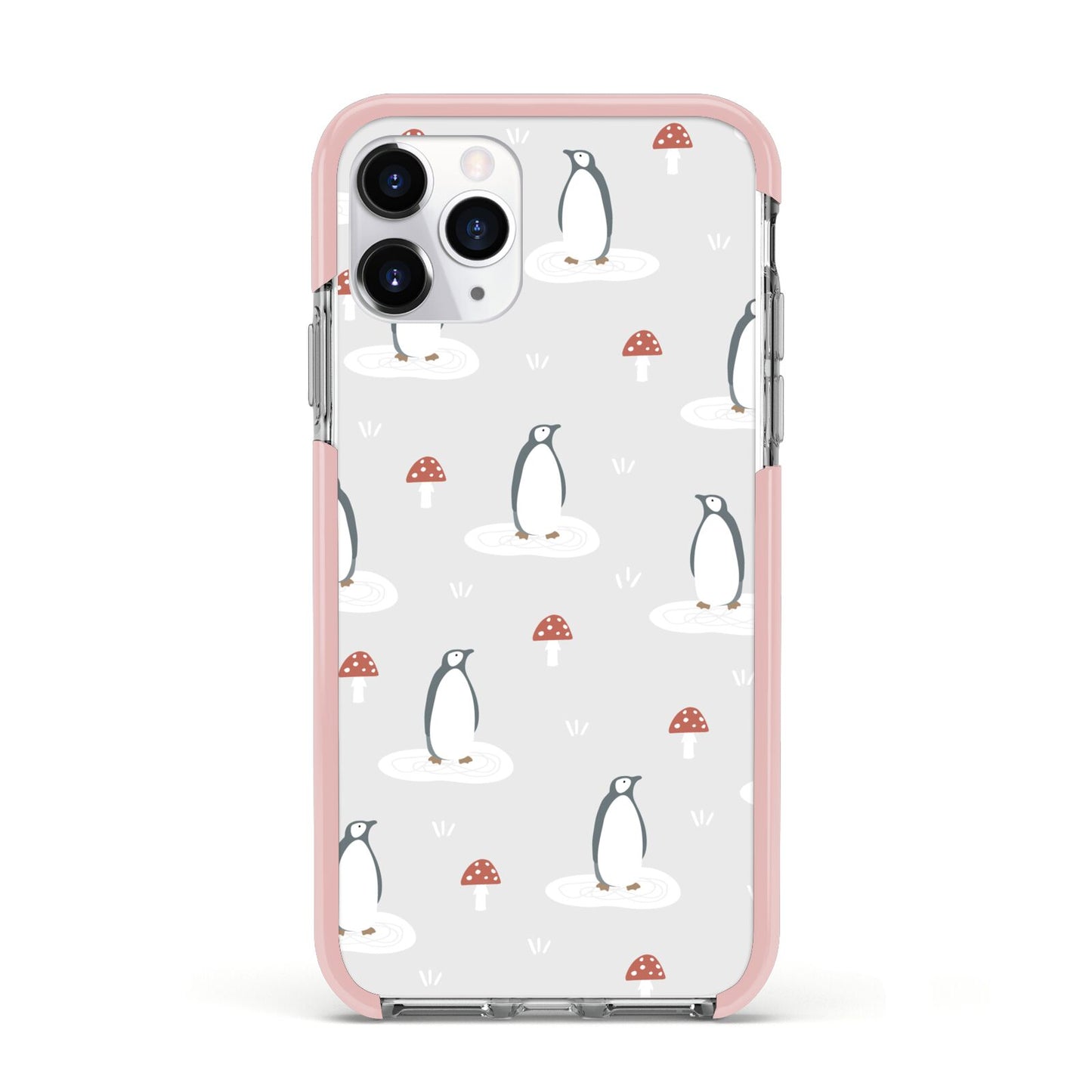 Grey Penguin Forest Apple iPhone 11 Pro in Silver with Pink Impact Case