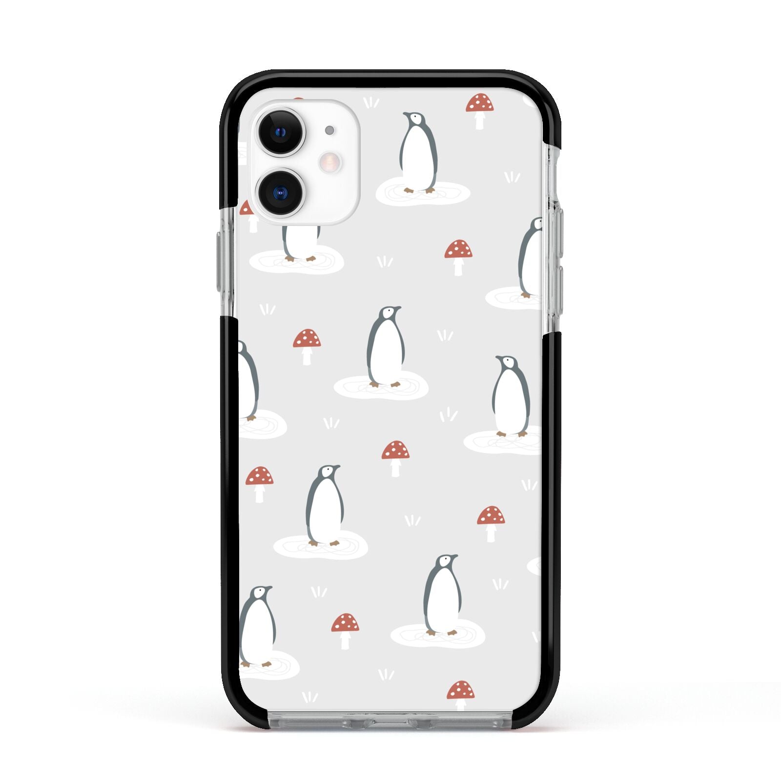 Grey Penguin Forest Apple iPhone 11 in White with Black Impact Case