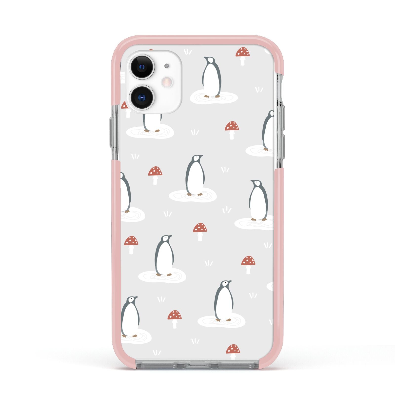 Grey Penguin Forest Apple iPhone 11 in White with Pink Impact Case