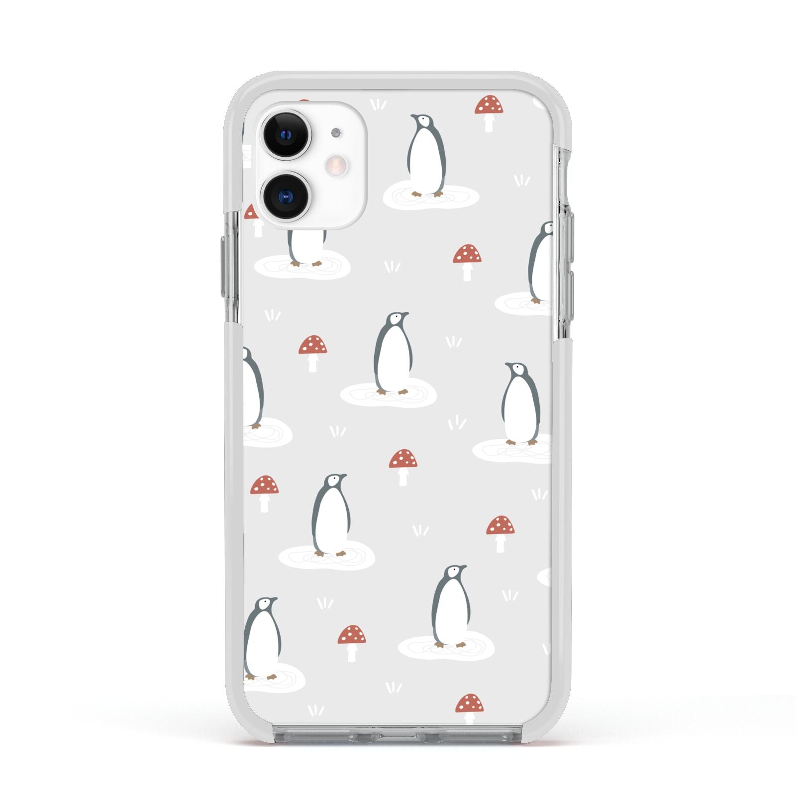 Grey Penguin Forest Apple iPhone 11 in White with White Impact Case