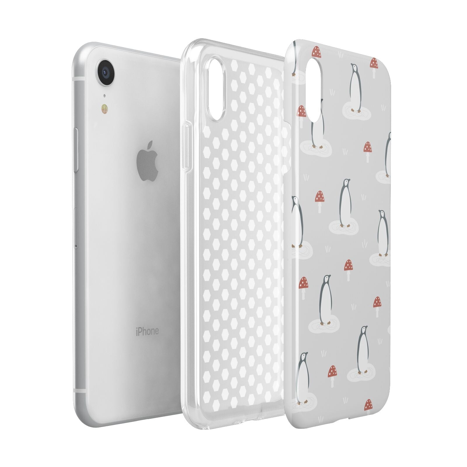 Grey Penguin Forest Apple iPhone XR White 3D Tough Case Expanded view