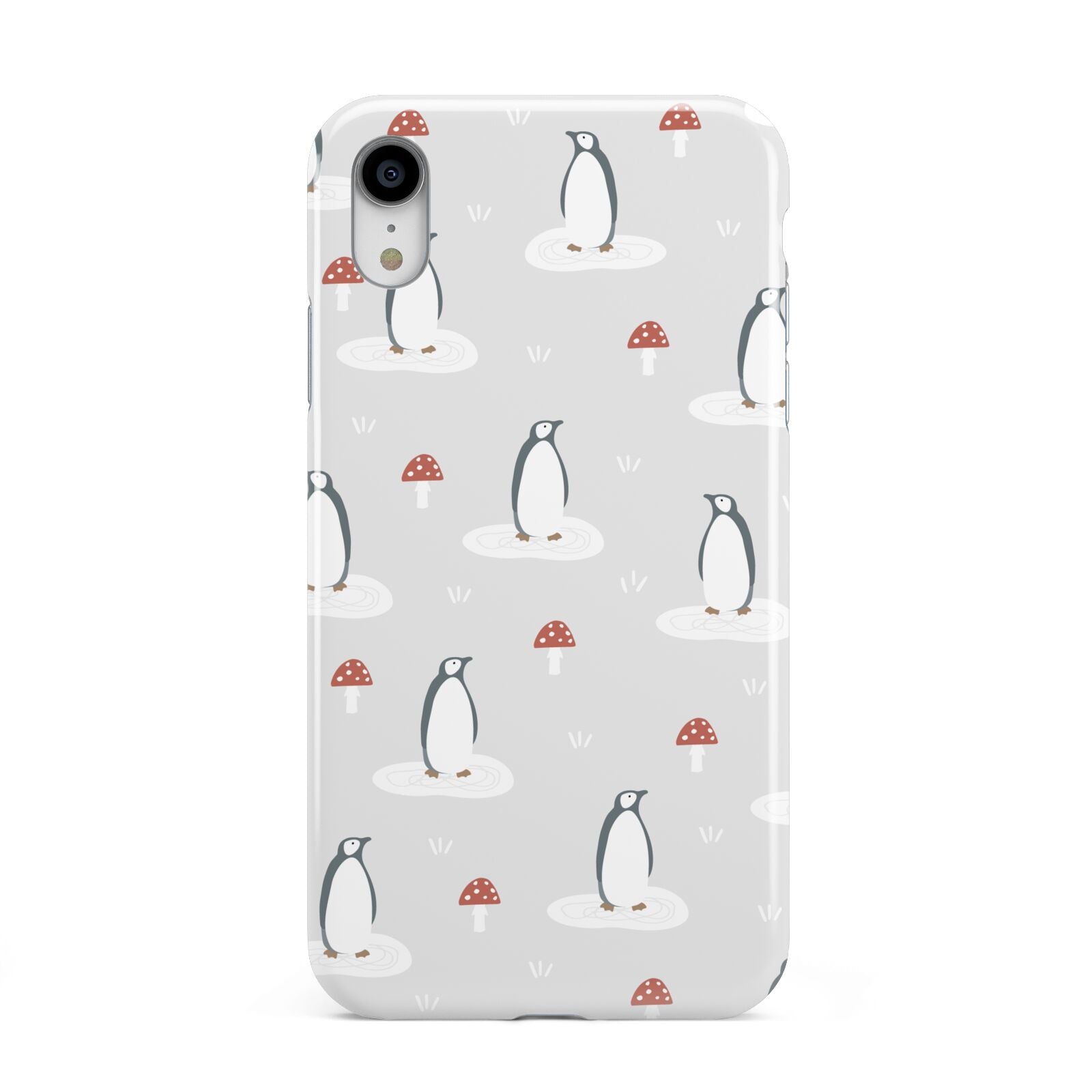 Grey Penguin Forest Apple iPhone XR White 3D Tough Case