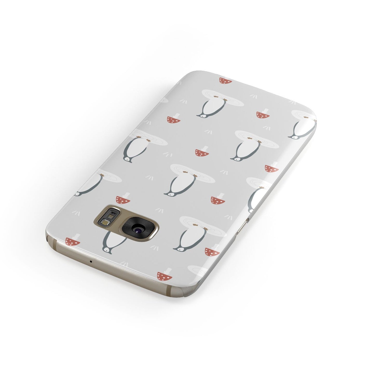 Grey Penguin Forest Samsung Galaxy Case Front Close Up