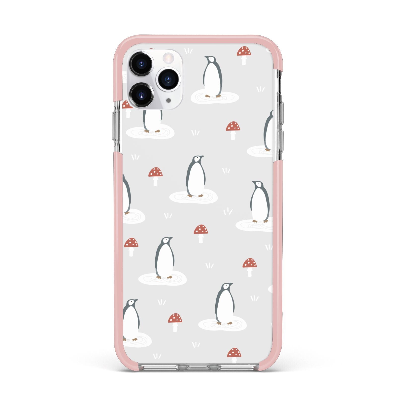 Grey Penguin Forest iPhone 11 Pro Max Impact Pink Edge Case