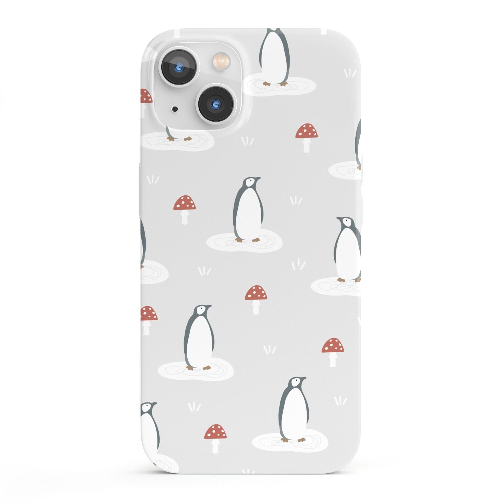 Grey Penguin Forest iPhone 13 Full Wrap 3D Snap Case