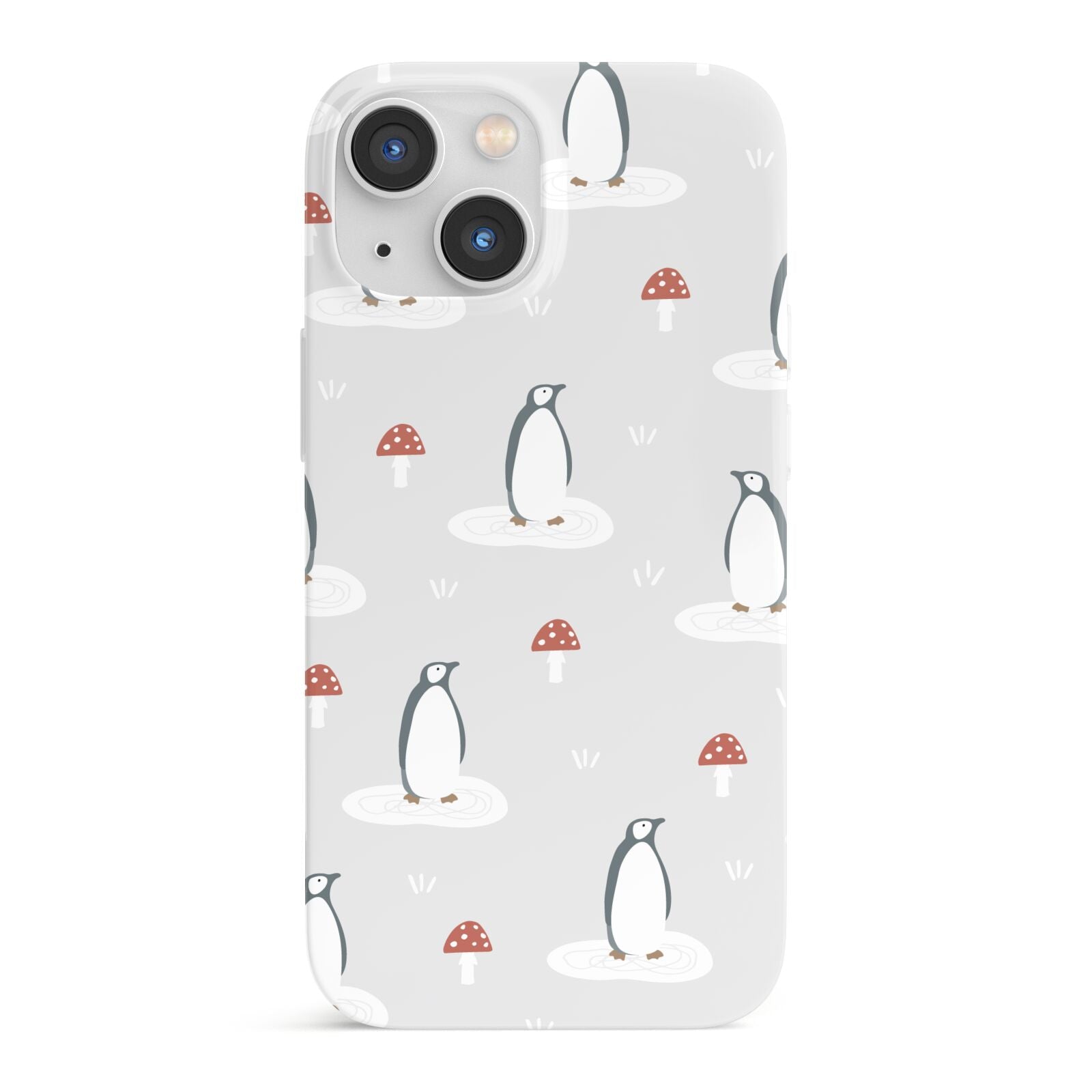 Grey Penguin Forest iPhone 13 Mini Full Wrap 3D Snap Case