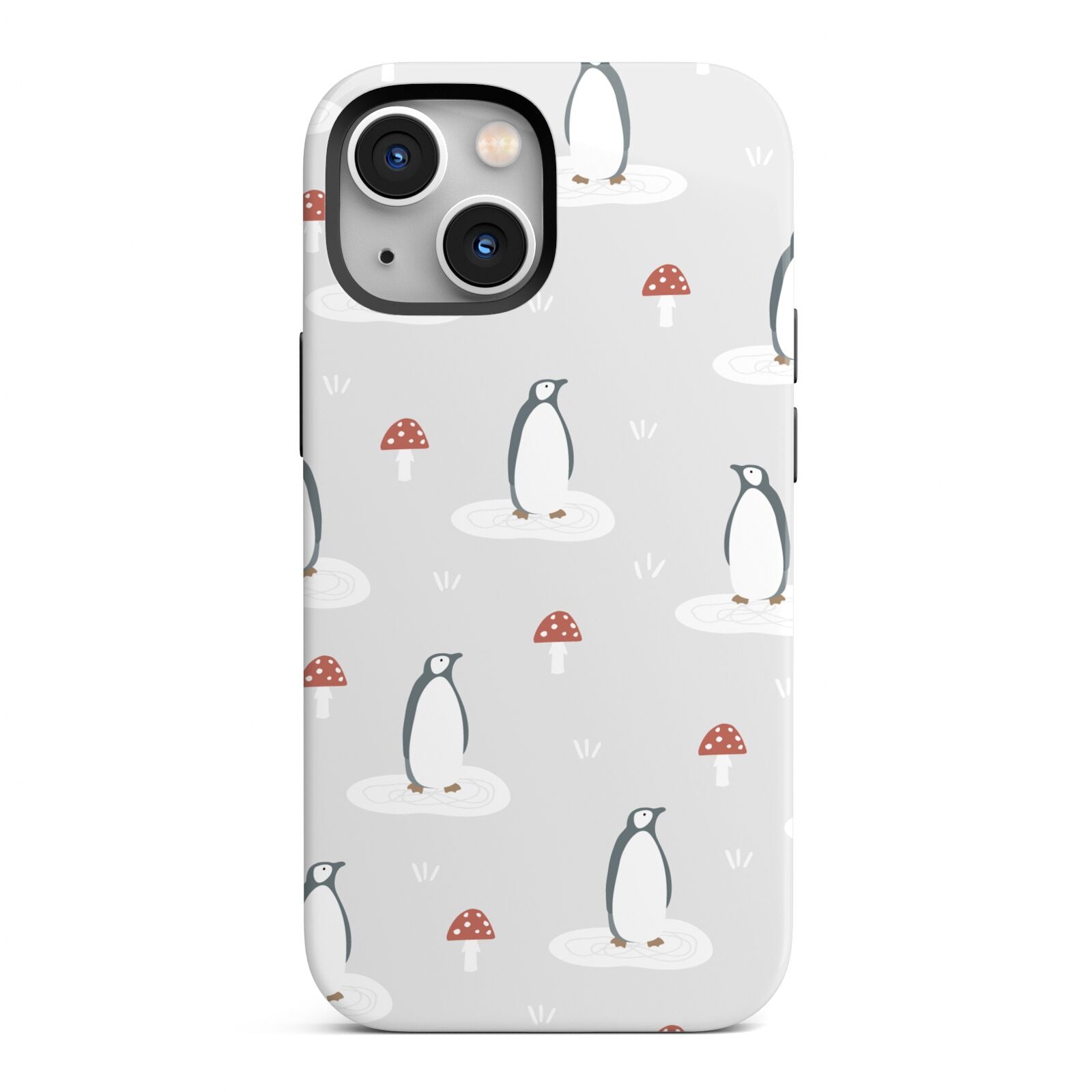 Grey Penguin Forest iPhone 13 Mini Full Wrap 3D Tough Case