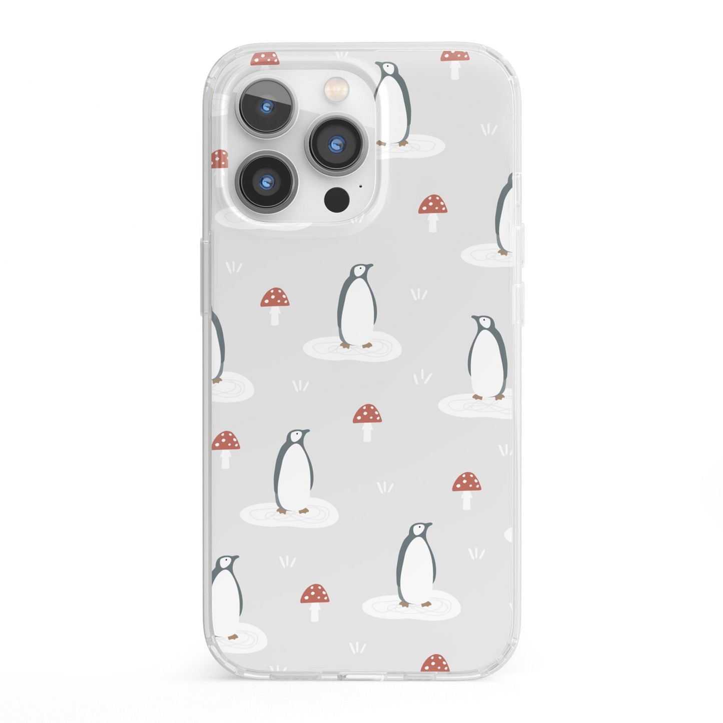 Grey Penguin Forest iPhone 13 Pro Clear Bumper Case