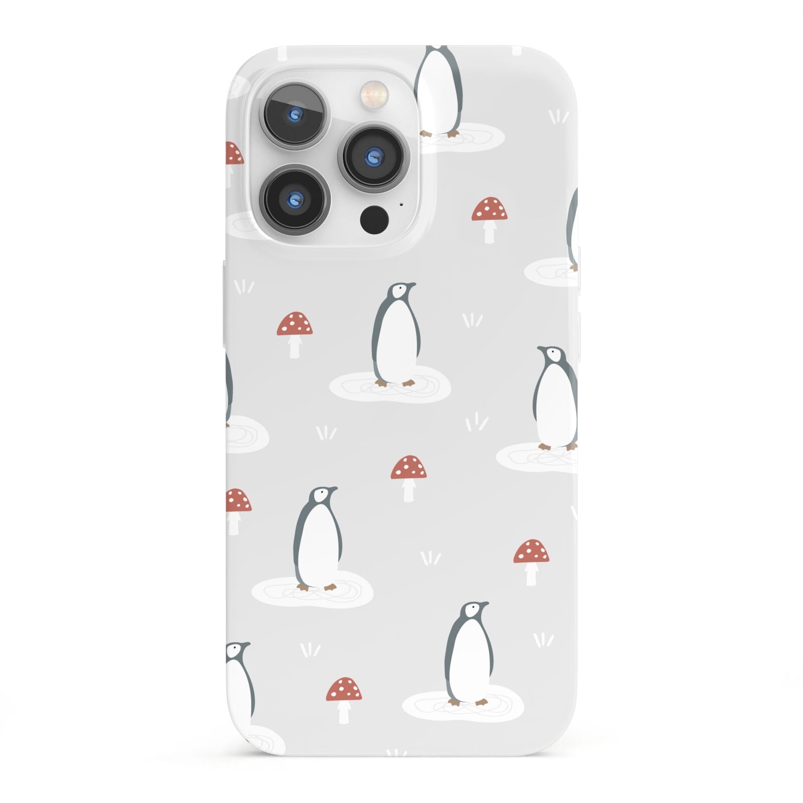 Grey Penguin Forest iPhone 13 Pro Full Wrap 3D Snap Case