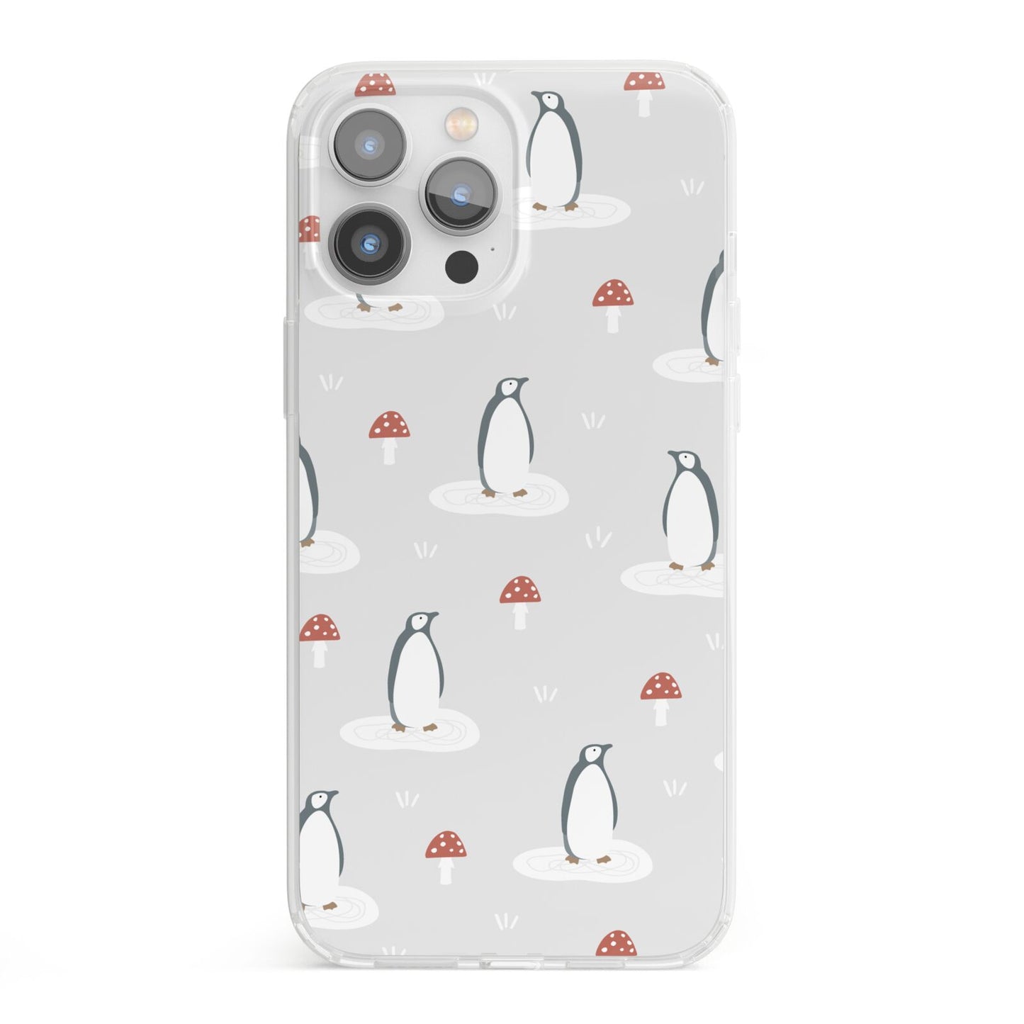 Grey Penguin Forest iPhone 13 Pro Max Clear Bumper Case