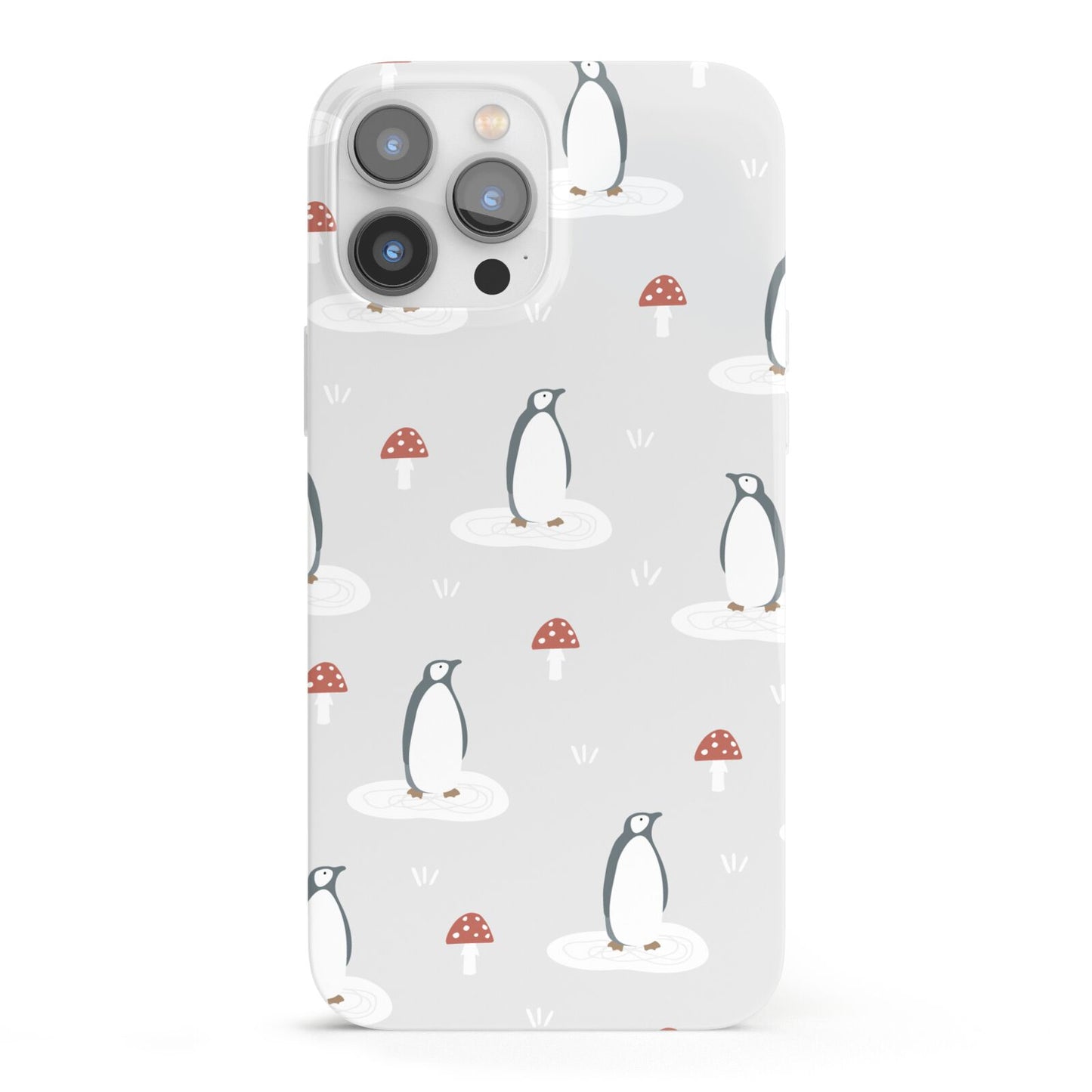 Grey Penguin Forest iPhone 13 Pro Max Full Wrap 3D Snap Case