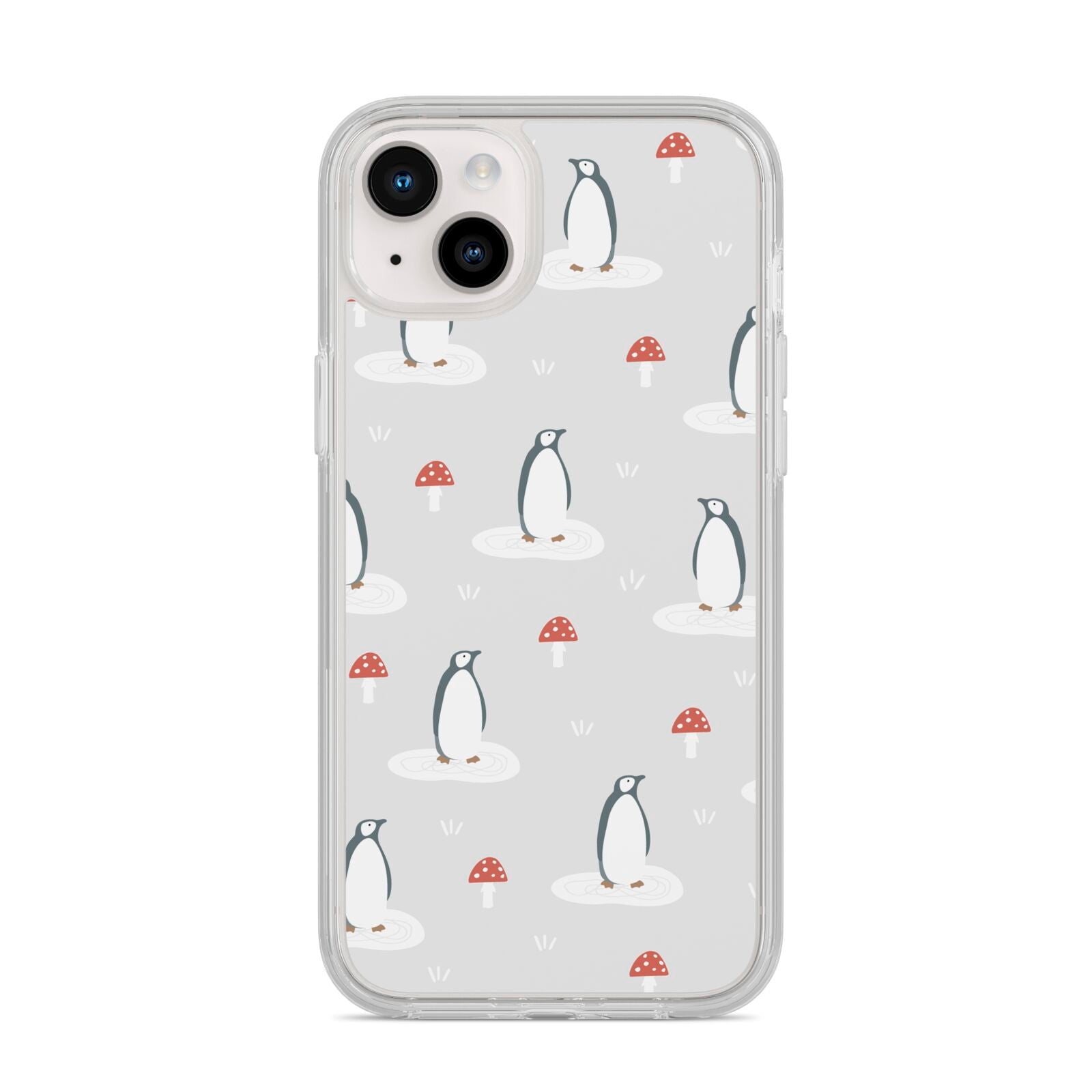 Grey Penguin Forest iPhone 14 Plus Clear Tough Case Starlight