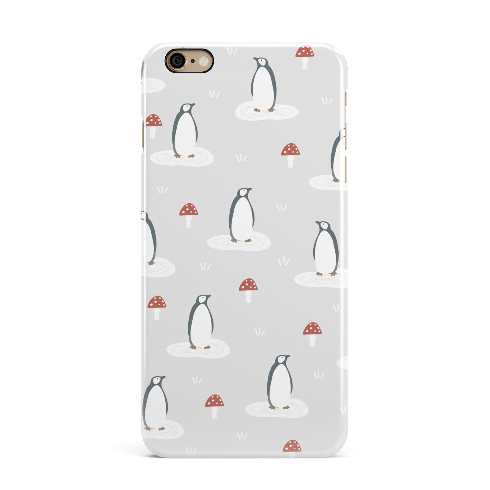 Grey Penguin Forest iPhone 6 Plus 3D Snap Case on Gold Phone