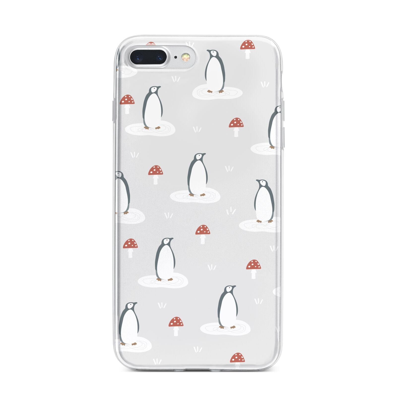 Grey Penguin Forest iPhone 7 Plus Bumper Case on Silver iPhone