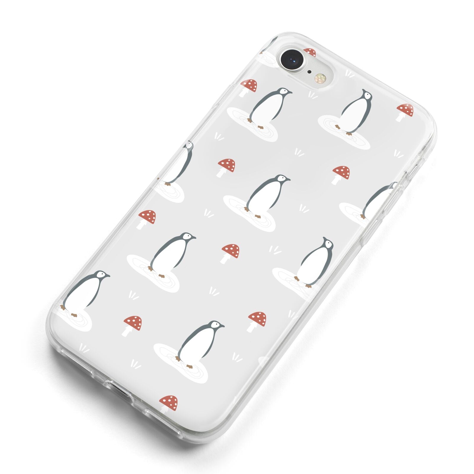 Grey Penguin Forest iPhone 8 Bumper Case on Silver iPhone Alternative Image